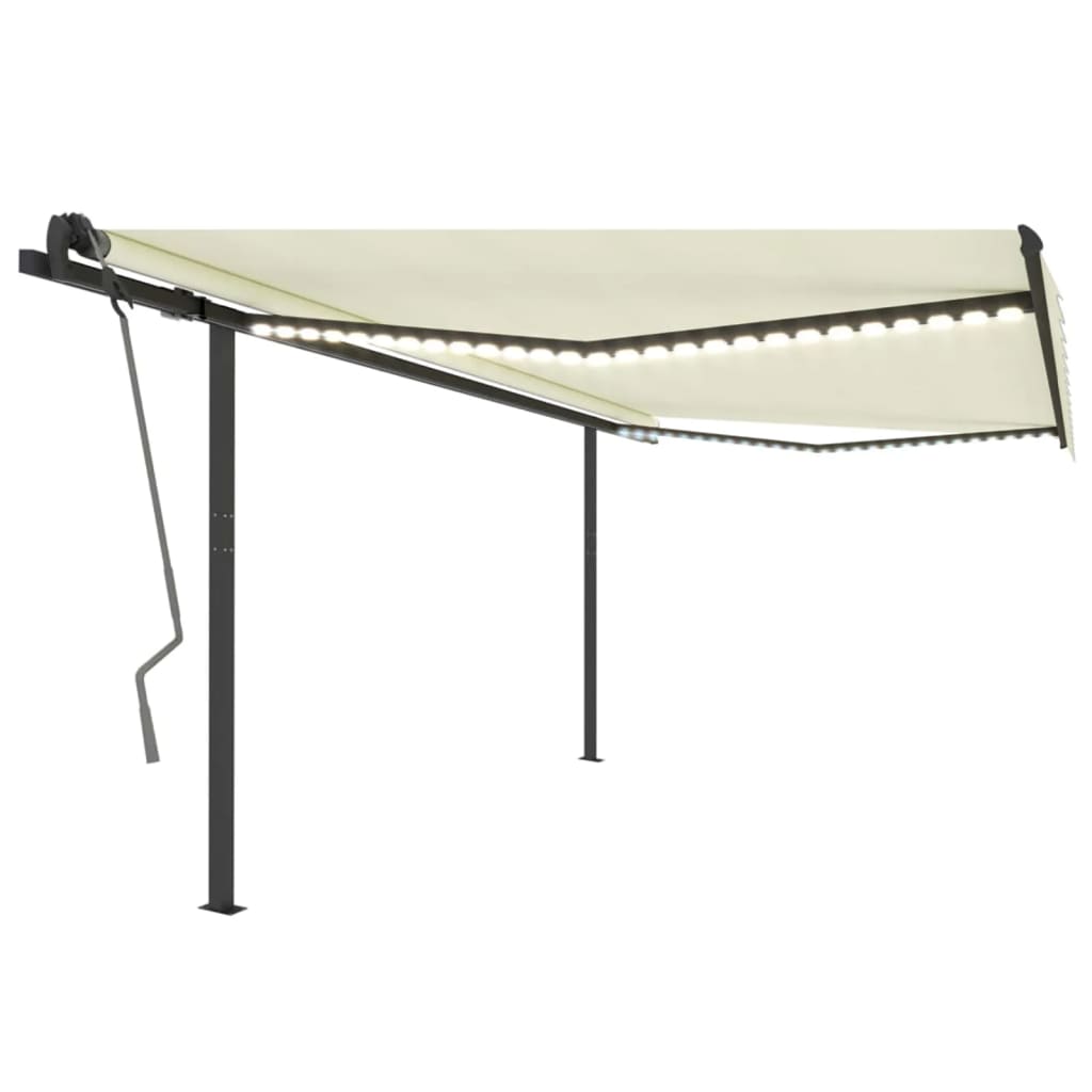 Manual Retractable Awning with LED 4x3.5 m Cream