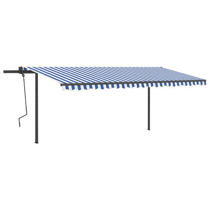 Manual Retractable Awning with LED 5x3.5 m Blue and White