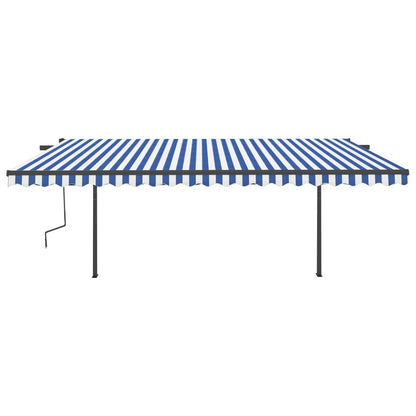 Manual Retractable Awning with LED 5x3.5 m Blue and White