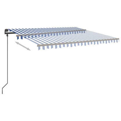 Manual Retractable Awning with LED 5x3.5 m Blue and White