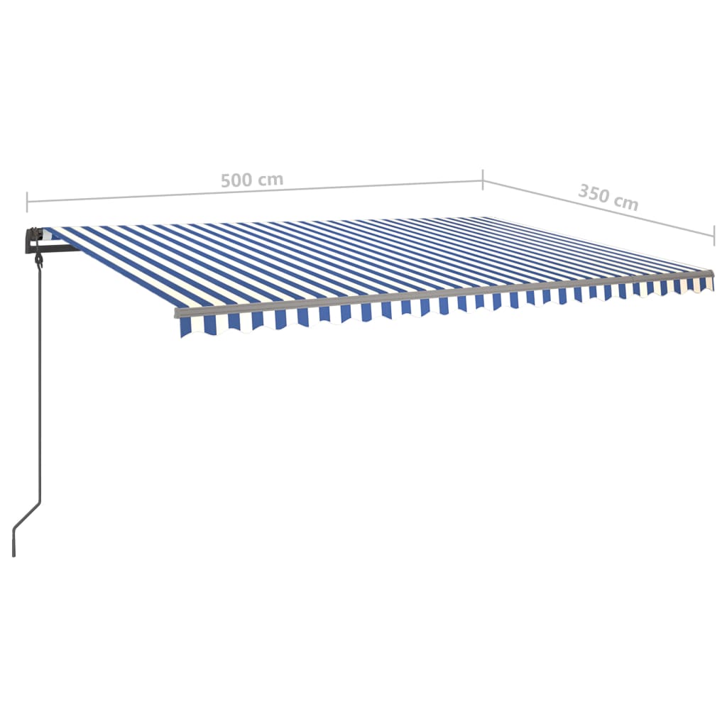 Manual Retractable Awning with LED 5x3.5 m Blue and White