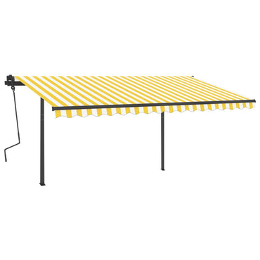 Manual Retractable Awning with LED 5x3.5 m Yellow and White