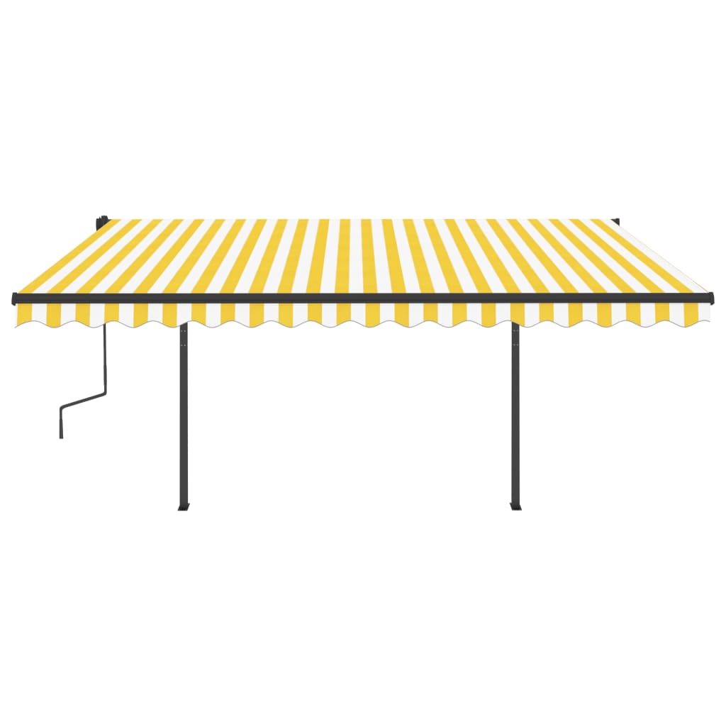 Manual Retractable Awning with LED 5x3.5 m Yellow and White