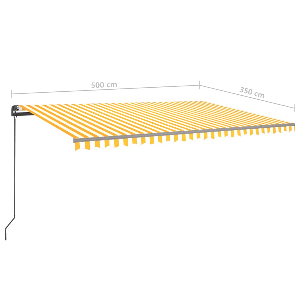 Manual Retractable Awning with LED 5x3.5 m Yellow and White