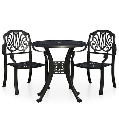 3 Piece Bistro Set Cast Aluminium Black