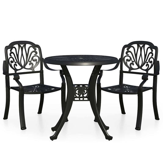 3 Piece Bistro Set Cast Aluminium Black