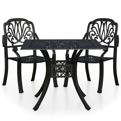 3 Piece Bistro Set Cast Aluminum Black