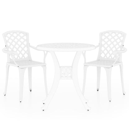3 Piece Bistro Set Cast Aluminium White