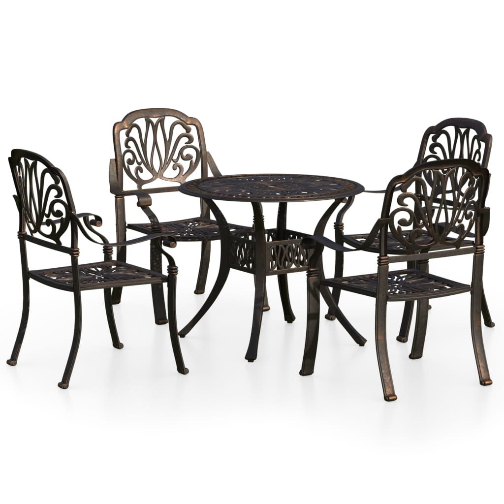 5 Piece Bistro Set Cast Aluminium Bronze