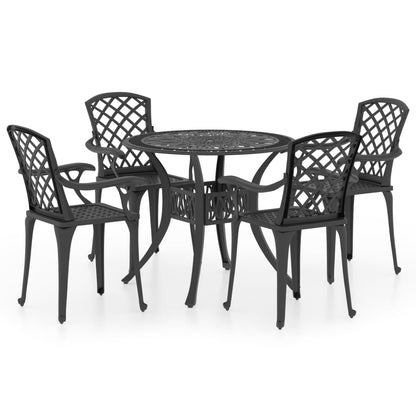 5 Piece Bistro Set Cast Aluminium Black