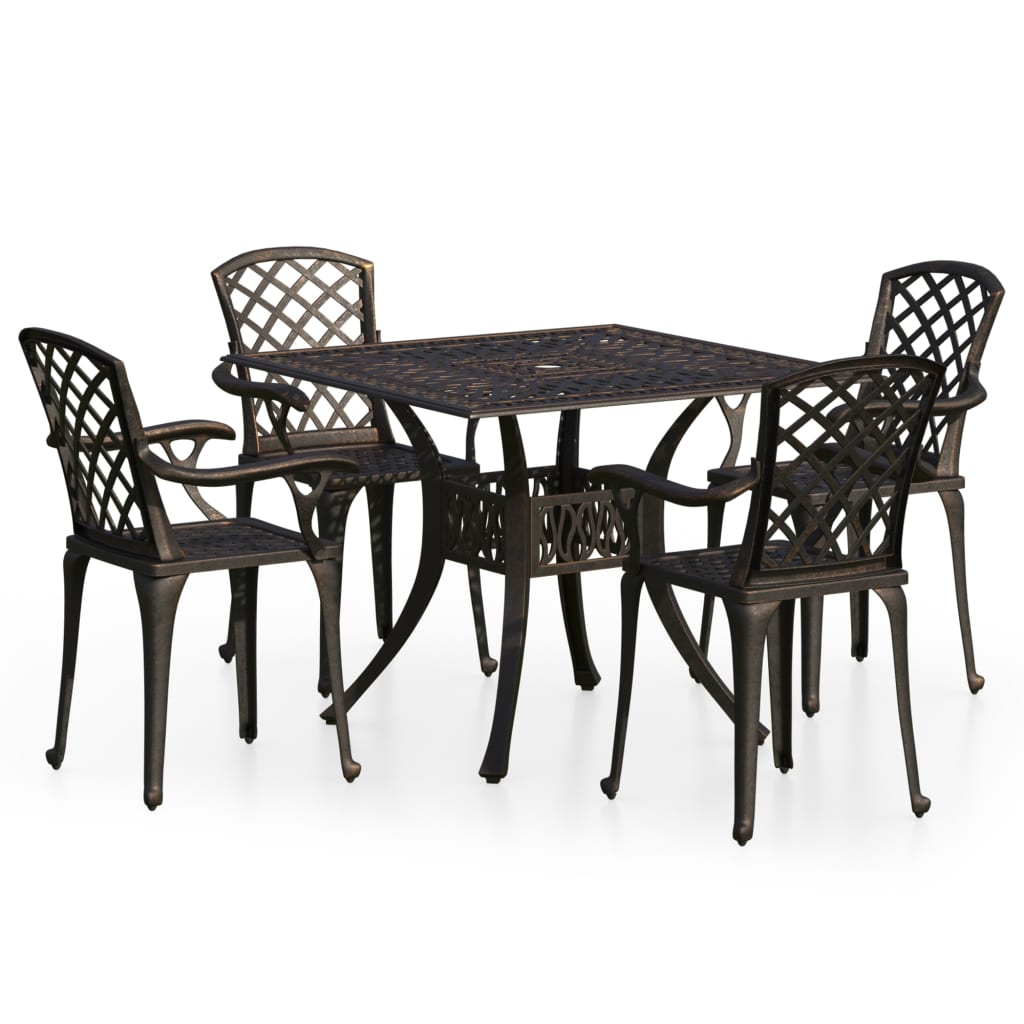 5 Piece Bistro Set Cast Aluminum Bronze
