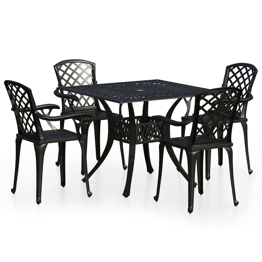 5 Piece Bistro Set Cast Aluminum Black