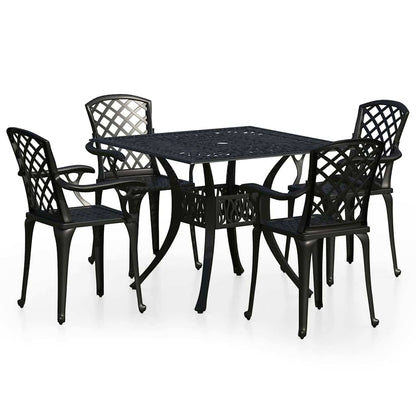 5 Piece Bistro Set Cast Aluminum Black