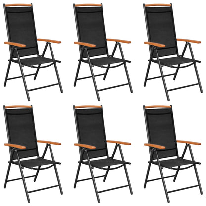 Dining Set | Black | Powder-coated aluminium, textilene, WPC | Foldable