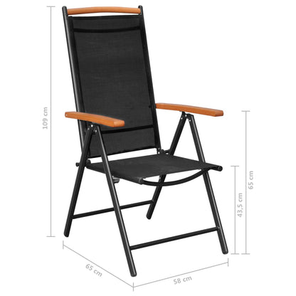 Dining Set | Black | Powder-coated aluminium, textilene, WPC | Foldable