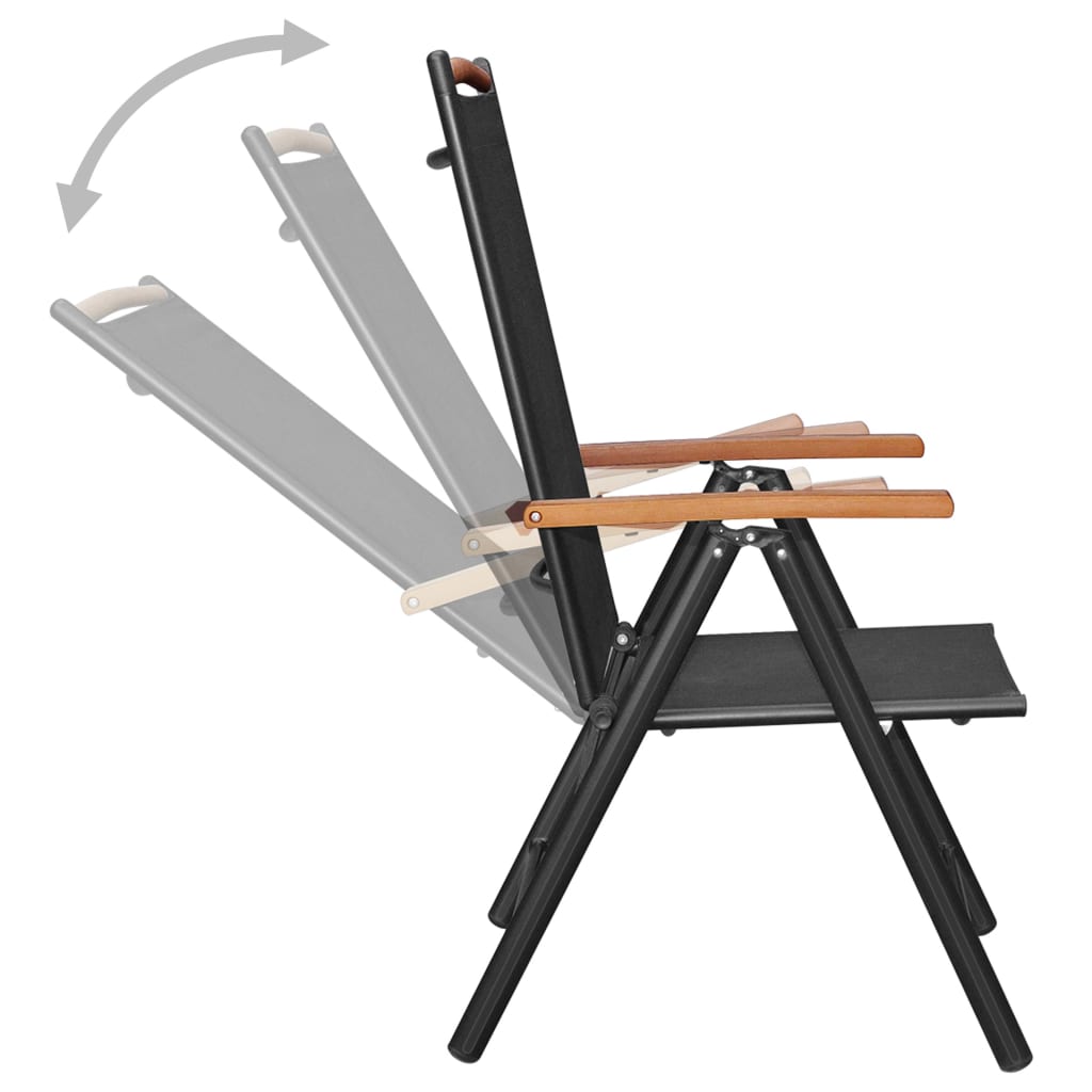 Dining Set | Black | Powder-coated aluminium, Textilene, WPC | Medium