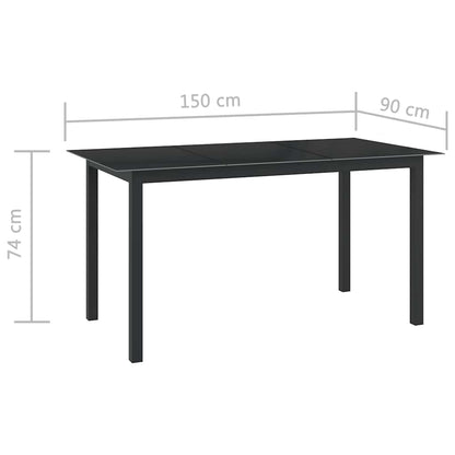 Dining Set | Black | Powder-coated aluminium, Textilene, Glass | Medium