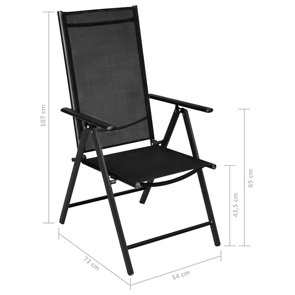 Dining Set | Black | Powder-coated aluminium, Textilene, Glass | Medium