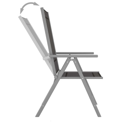 Dining Set | Silver and Black | Powder-coated aluminium, textilene, glass