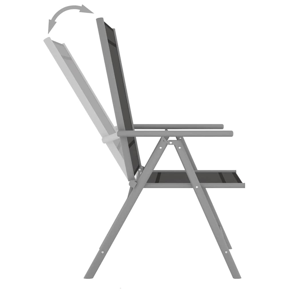 Garden Lounge Set | Black and Silver | Aluminium, Textilene | Medium