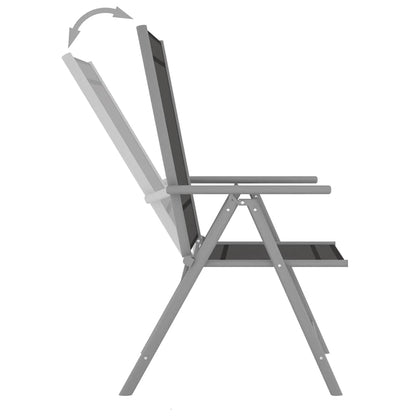 Garden Lounge Set | Black and Silver | Aluminium, Textilene | Medium