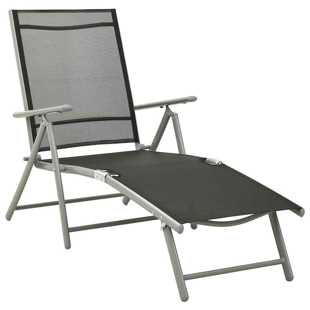 Garden Lounge Set | Black and Silver | Aluminium, Textilene | Medium