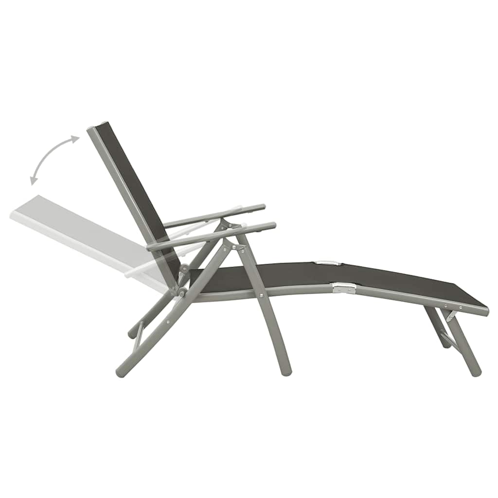 Garden Lounge Set | Black and Silver | Aluminium, Textilene | Medium