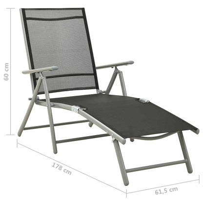 Garden Lounge Set | Black and Silver | Aluminium, Textilene | Medium