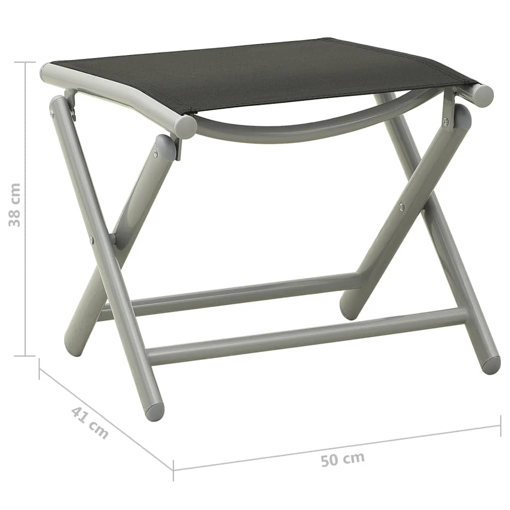 Garden Lounge Set | Black and Silver | Aluminium, Textilene | Medium