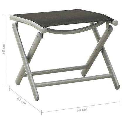 Garden Lounge Set | Black and Silver | Aluminium, Textilene | Medium