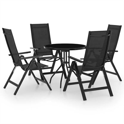 Bistro Set | Black and Anthracite | Aluminium | 5 Piece Set