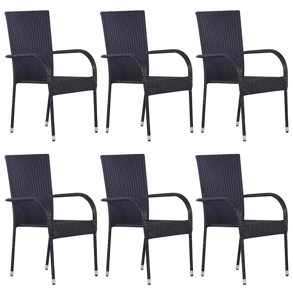 Dining Set | Black | Solid Acacia wood, PE rattan, Powder-coated steel