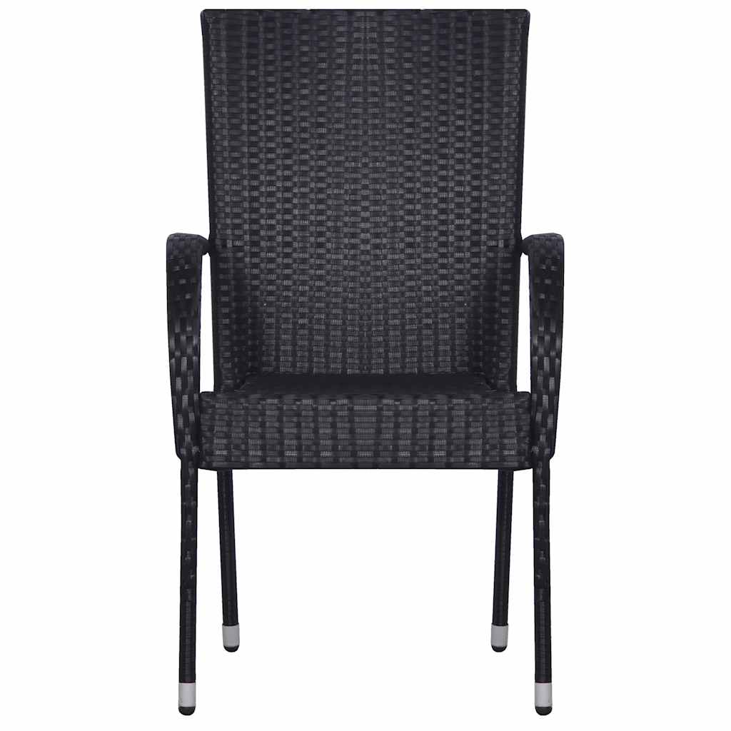 Dining Set | Black | Solid Acacia wood, PE rattan, Powder-coated steel