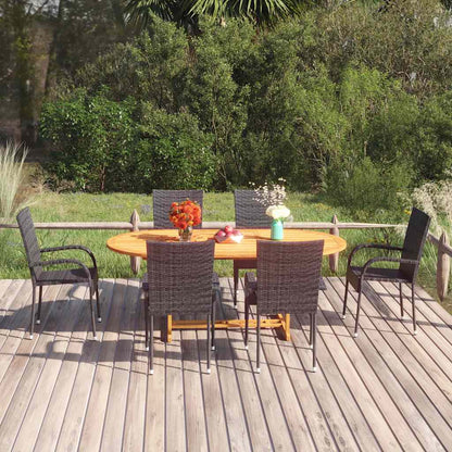 Dining Set | Black | Solid Acacia wood, PE rattan, Powder-coated steel