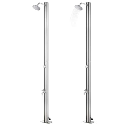 Garden Shower with Brown Base 220 cm Stainless Steel