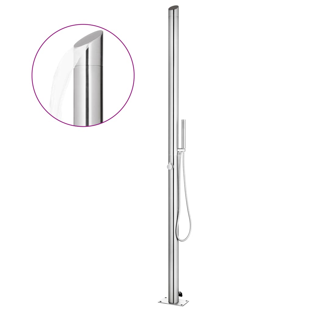 Garden Shower with Brown Base 225 cm Stainless Steel