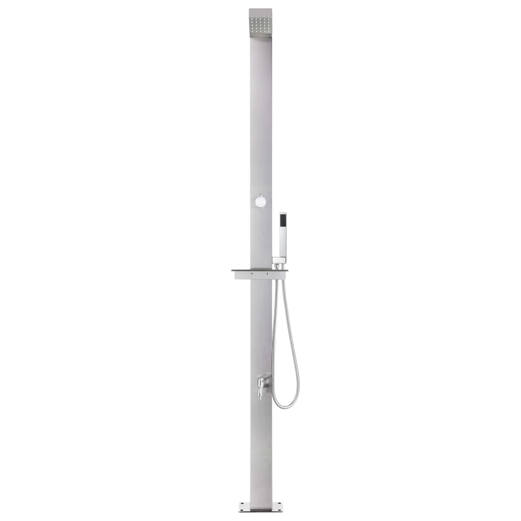 Garden Shower with Grey Base 225 cm Stainless Steel