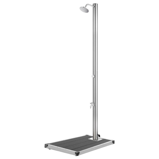 Garden Shower | Grey, Silver | Stainless Steel, WPC | Extra Tall
