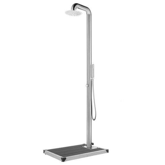 Garden Shower | Grey, Silver | Stainless Steel, WPC | Large