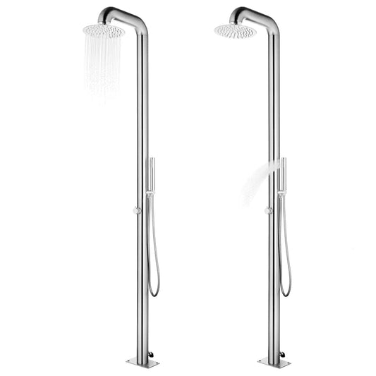 Garden Shower | Grey, Silver | Stainless Steel, WPC | Large