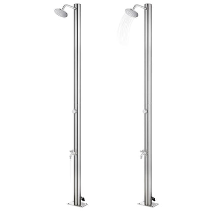 Garden Shower with Brown Base 220 cm Stainless Steel