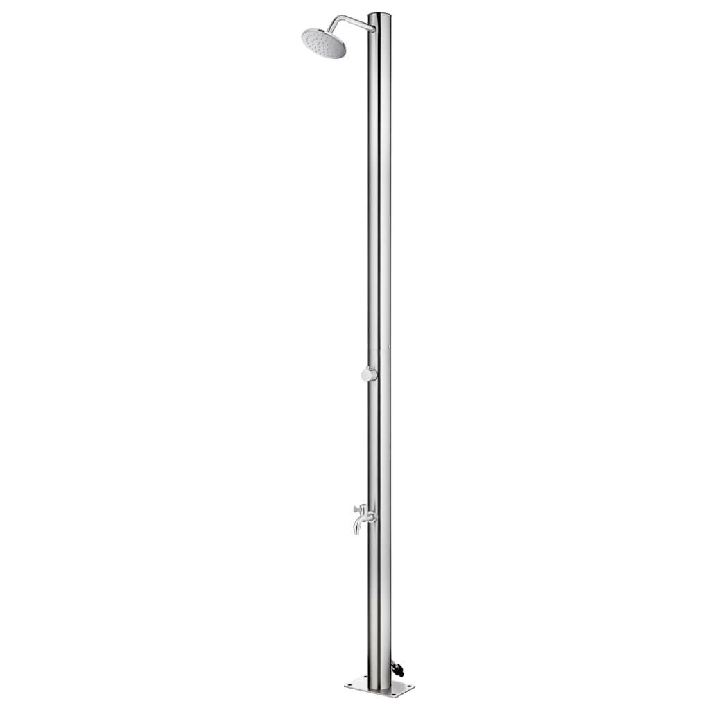 Garden Shower with Brown Base 220 cm Stainless Steel