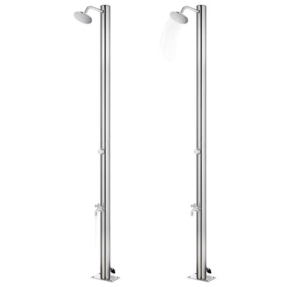 Garden Shower with Grey Base 220 cm Stainless Steel
