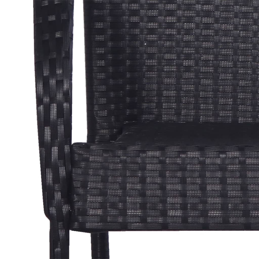 Dining Set | Black | Solid Acacia Wood, PE Rattan | 7 Piece | Stackable