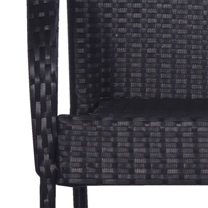 Dining Set | Black | Solid Acacia Wood, PE Rattan | 7 Piece | Stackable