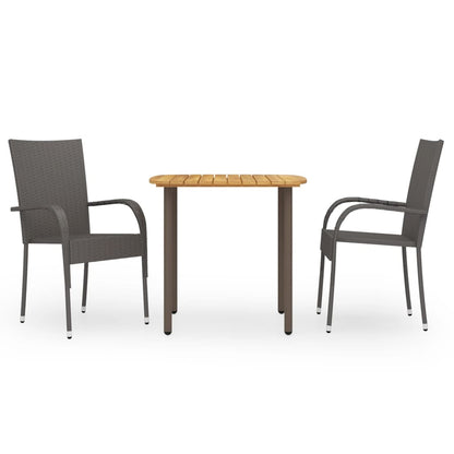 Dining Set | Brown | Solid acacia wood, PE rattan, Powder-coated steel