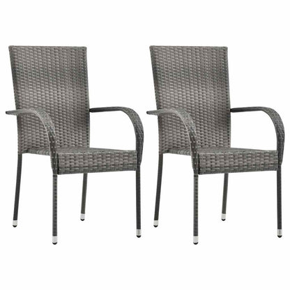 Dining Set | Grey | Solid acacia wood | Medium | Stackable | Dining Set