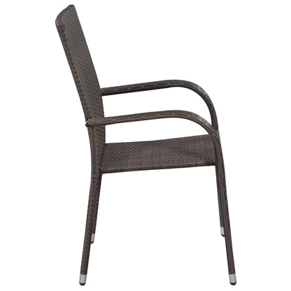 Dining Set | Brown | Solid Acacia Wood, PE Rattan, Powder-Coated Steel
