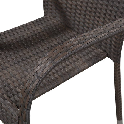 Dining Set | Brown | Solid Acacia Wood, PE Rattan, Powder-Coated Steel
