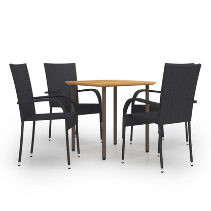 Dining Set | Black | Solid Acacia wood | Medium | Stackable | Dining Set